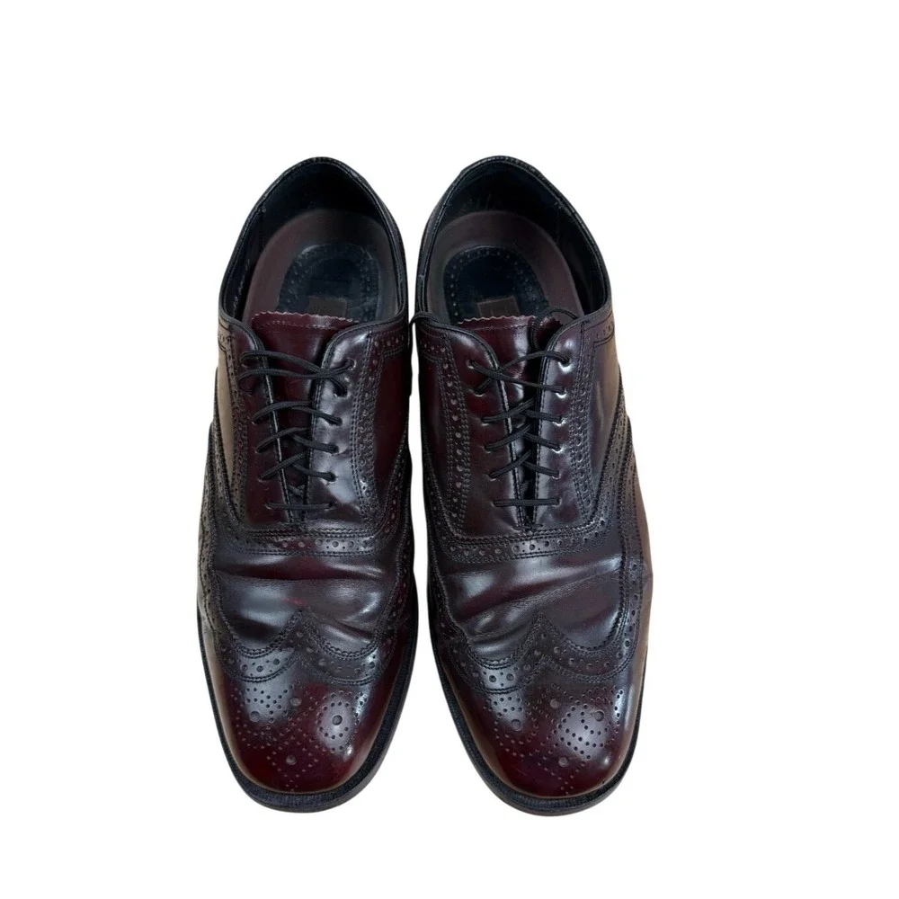 Florsheim Mens Burgundy Leather Wingtip Oxford Dress Shoes 17066-06 Size 11
